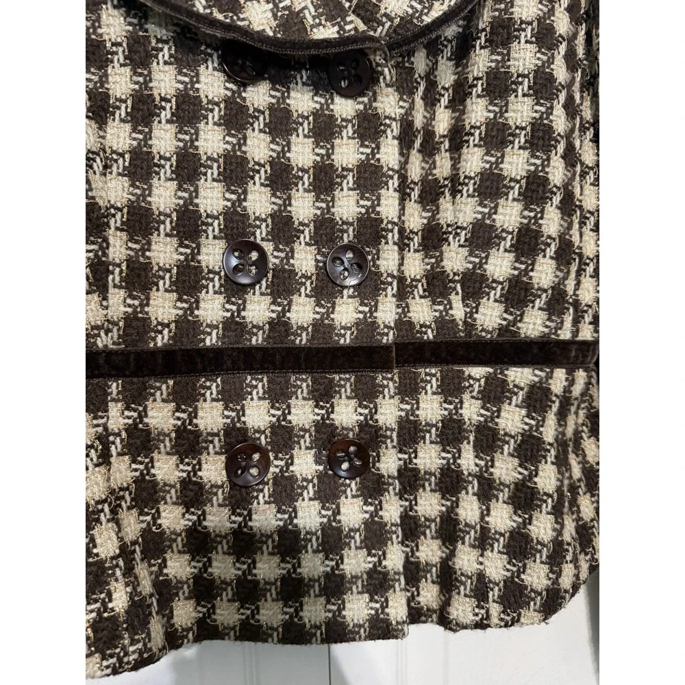 Signature by Larry Levin Women's Crop Blazer Brown Tweed Size 8‎